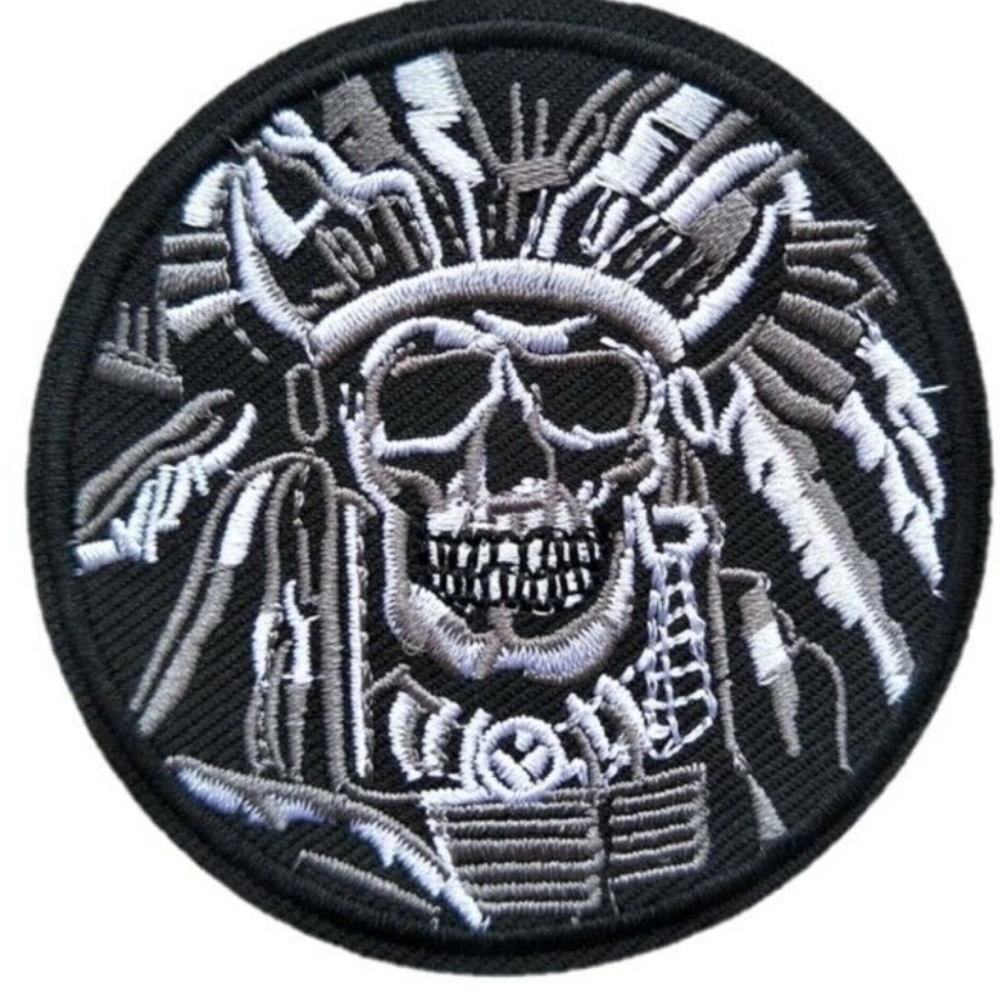 Embroidered skull Chief Patch, NATIVE iron On Tribal Accessory